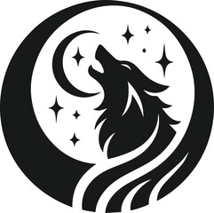 Wolf howling vector black