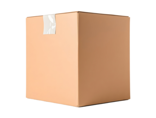 A cardboard delivery box on transparent background 
