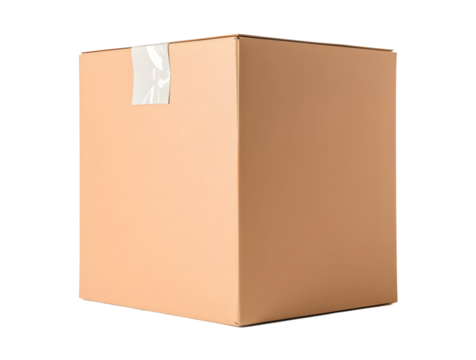 A cardboard delivery box on transparent background 