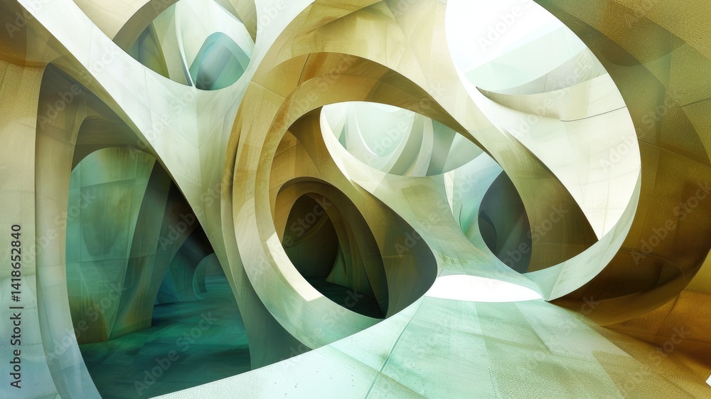 Poster mysterious structure in abstract science fiction style. colorful color line shading express weird sh