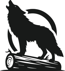 Wolf howling vector black