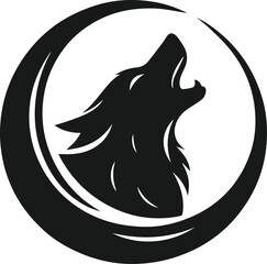 Wolf howling vector black