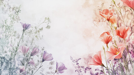 Elegant wedding invitation card background . Minimal hand painted watercolor botanical flowers texture template background. Design for wedding, vip cover, poster, rsvp moderncard.Valentine's Day