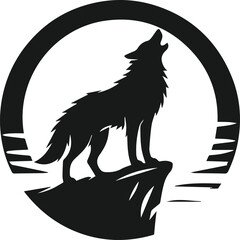 Wolf howling vector black