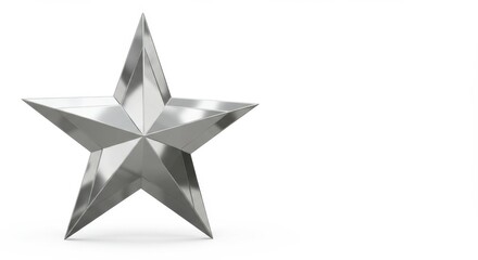 Obraz premium Shining Silver Star: A 3D Render of a Five Pointed Star on White Background
