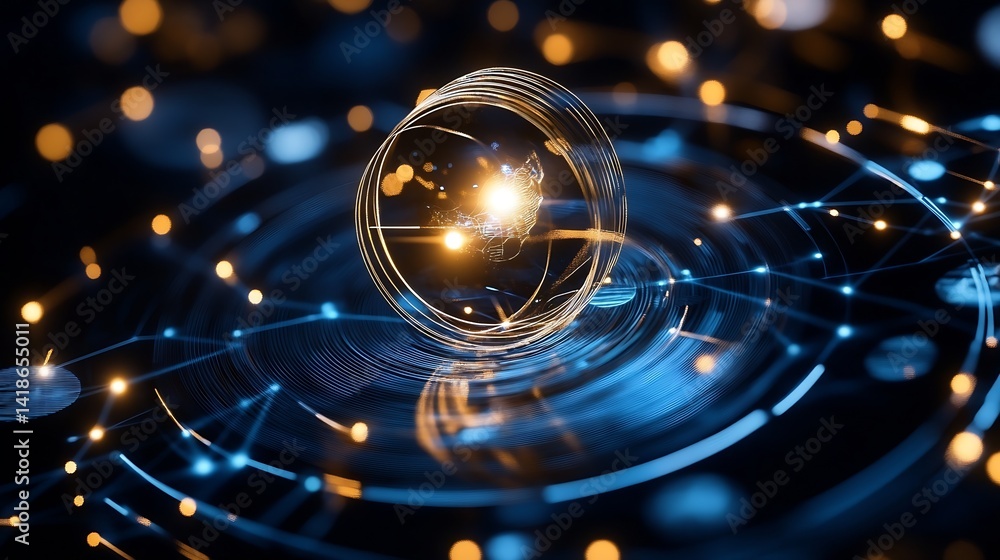 Poster Dynamic Visualization of an Abstract Scientific Concept with Glowing Lights and Circular Patterns : Generative AI