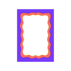 
Groovy Y2K color scallop wavy frame and retro funky border, vector blank background. Groovy psychedelic scallop pattern frames with wavy border with bright colors for poster of photo frame