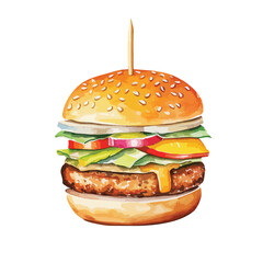 watercolor A hamburger illustration