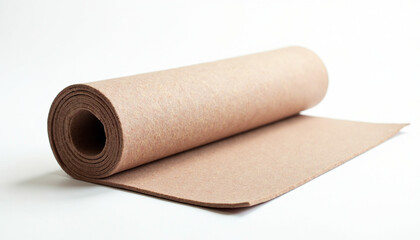 Fototapeta premium A roll of brown paper on a white surface.