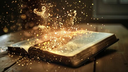 Magic Book with Glowing Light