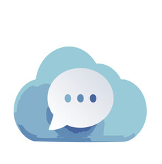 Obraz premium Minimalist Cloud Icon with Chat Bubble, Representing Cloud Messaging, Online Communication, or Cloud-Based Chat Services