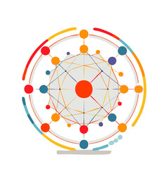 Abstract Network Connection Symbol Featuring Interconnected Nodes in a Circular Pattern, Representing Data Sharing, Blockchain, or Digital Communication Systems

