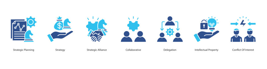 Partnership Development Icon Sheet strategic planning, strategy, strategic alliance, collaborative, delegation, intellectual property, conflict of interest