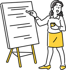 ボードで説明する女性