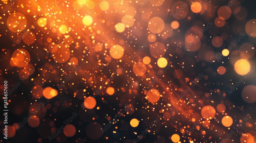 Poster the abstract picture about warm tone colorful particle lighting lights creating a blurred and festiv