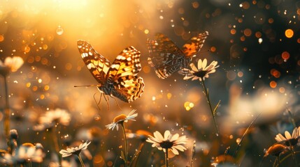 Two Butterflies in a Golden Meadow