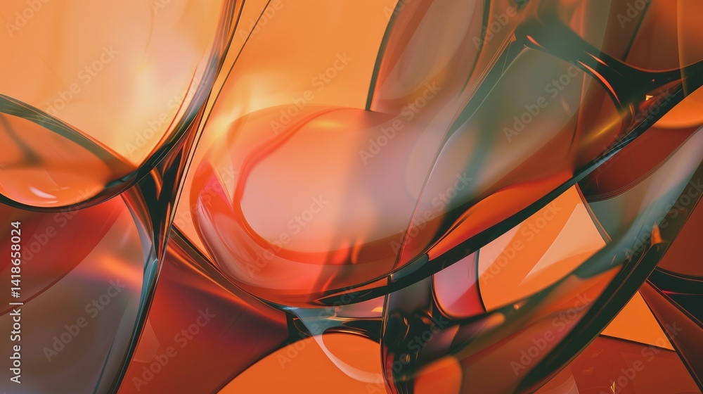 Poster abstract orange and black geometric shape flowing curves. background image of black and orange wave 