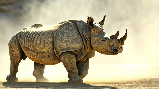 Majestic White Rhinoceros in African Savanna