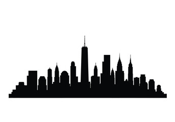Skyline new york silhouette. This image shows the iconic skyline of New York City, highlighting Manhattan's skyscrapers and urban landmarks. Vector clipart illustration design.