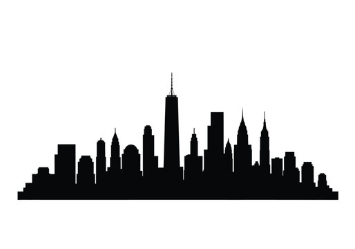 Skyline new york silhouette. This image shows the iconic skyline of New York City, highlighting Manhattan's skyscrapers and urban landmarks. Vector clipart illustration design.