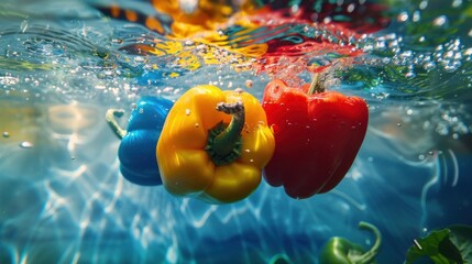 Colorful Bell Peppers Underwater