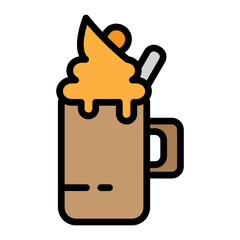 Root Beer Float Vector Filled Icon Design