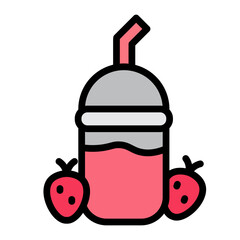 Milkshake with Straw Vector Filled Icon Design