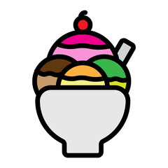 Ice Cream Sundae Vector Filled Icon Design