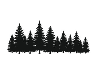 Obraz premium Pine treeline silhouette. This image shows a detailed vector clipart illustration of a pine treeline, showcasing serene natural beauty and evergreen landscapes. Vector clipart illustration design.