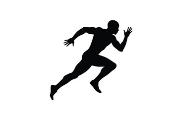 Sprint silhouette. This image shows a black silhouette of a runner in mid-sprint, capturing the dynamic motion and athleticism of the figure. Vector clipart illustration design.