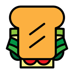 BLT Sandwich Vector Filled Icon Design