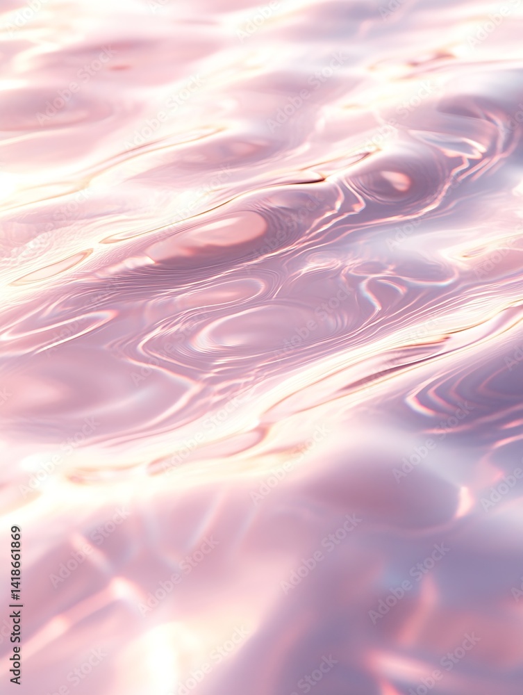 Aufkleber Serene Water Patterns with Soft Pink Hues for a Tranquil Aesthetic : Generative AI