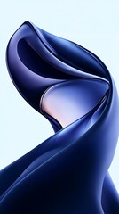 Obraz premium Abstract fluidity in deep blue curves evokes sense of motion and depth
