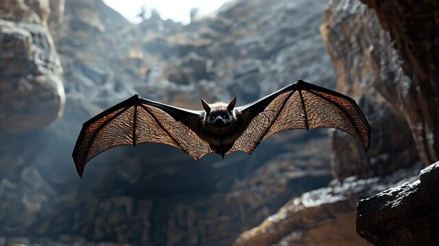 Majestic Bat in Flight: A Breathtaking Cave Encounter