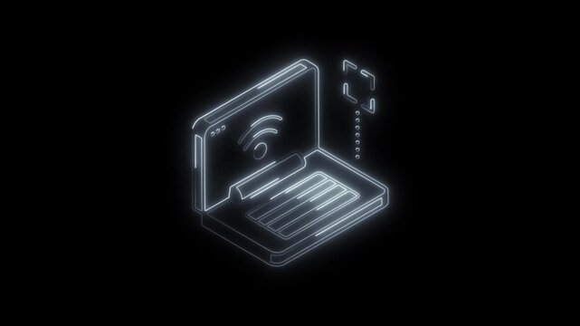Glowing neon internet connection icon 4k  isolated on black background. HD Video motion graphic animation