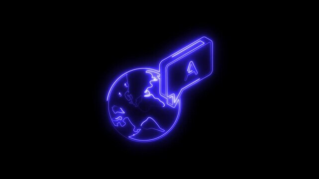 Glowing neon interpretation icon 4k  isolated on black background. HD Video motion graphic animation