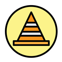 Traffic Cone Vector Filled Icon Design