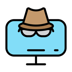 Cyber Crime Investigation Vector Filled Icon Design