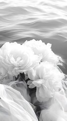 Ethereal water lilies floating gracefully on tranquil reflective waters