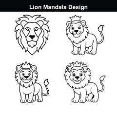 Obraz premium Lion Mandala Designs for Coloring Pages and Activities