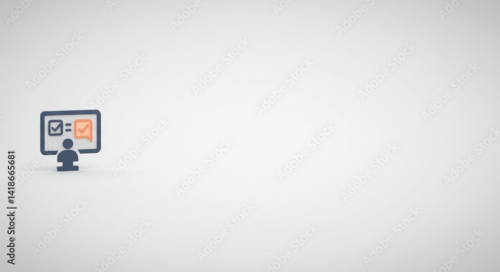 Poster effective communication and feedback: a 3d render of a person receiving positive feedback on a compu
