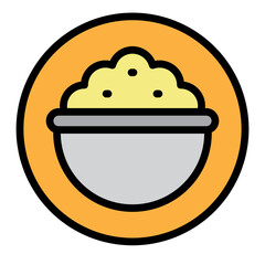 Mashed Potatoes Vector Filled Icon Design
