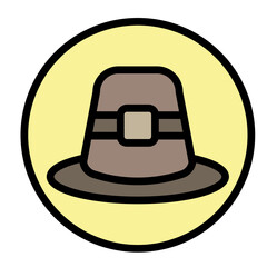 Pilgrim Hat Vector Filled Icon Design