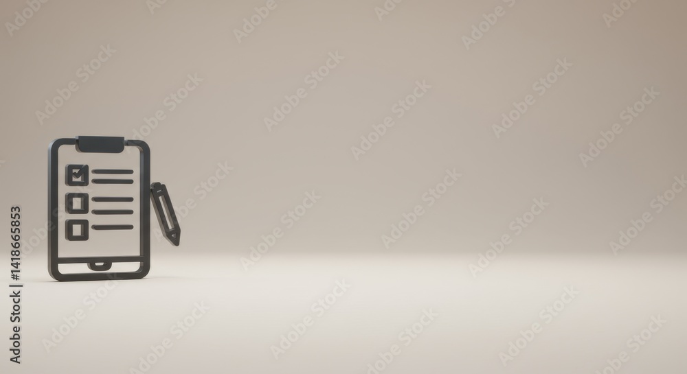 Aufkleber checklist app icon 3d render: organization and productivity tool