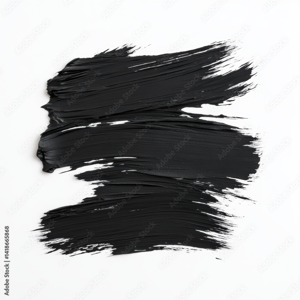 Poster bold black brush strokes on white canvas creating artistic abstract texture