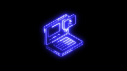 Glowing neon language-exchange icon 4k,  isolated on black background. HD Video motion graphic animation
