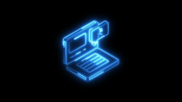 Glowing neon language-exchange icon 4k, isolated on black background. HD Video motion graphic animation
