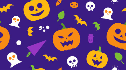 Clean Halloween Pattern with Abstract Illustrations