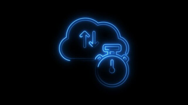 Glowing neon latency icon 4k isolated on black background. HD Video motion graphic animation