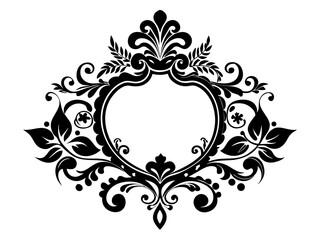 Floral Border Silhouette Vector | Elegant Flower Frame SVG for Cards